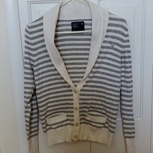Gray/Cream Striped Cardigan